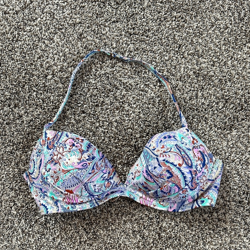 VS Women’s Paisley Push-Up Bikini Top - Turquoise & Pink
